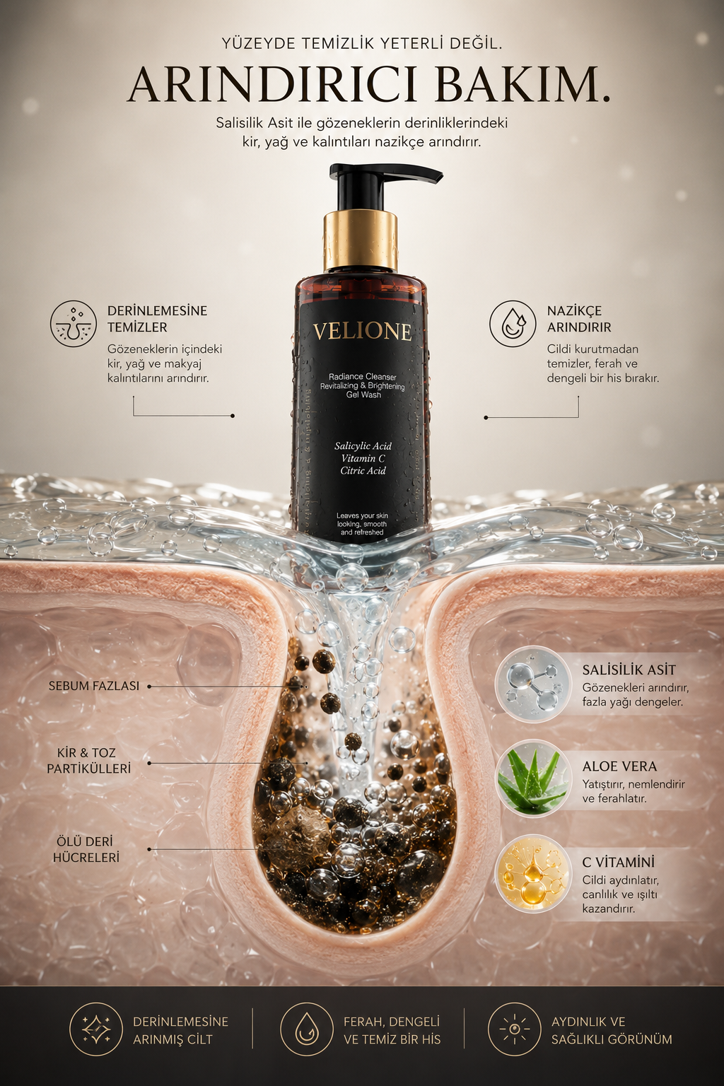 Velione Facial Cleansing Gel - Gentle and Deep Cleansing, Feeling Fresh All Day Long