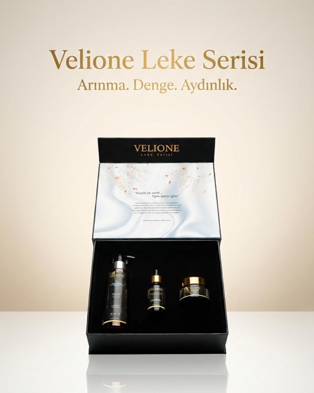 Velione Leke Serisi - Özel Set - Yüz Temizleme Jeli, Serum, Krem